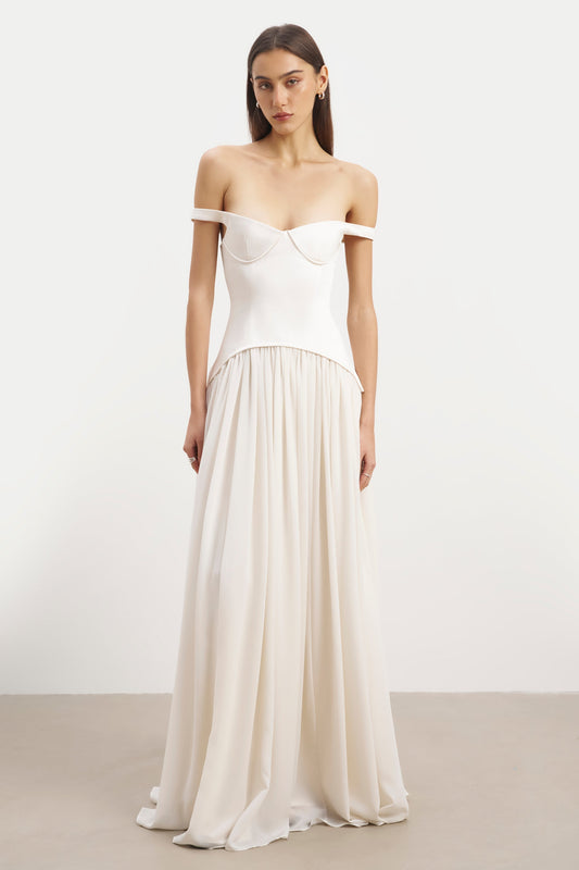 Σατέν Κορσέ Off-Shoulder Φόρεμα