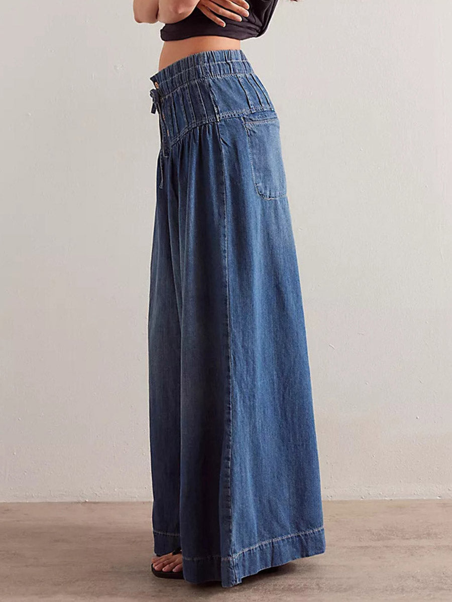 Τζιν Παντελόνα Wide Leg Πολυτελείας