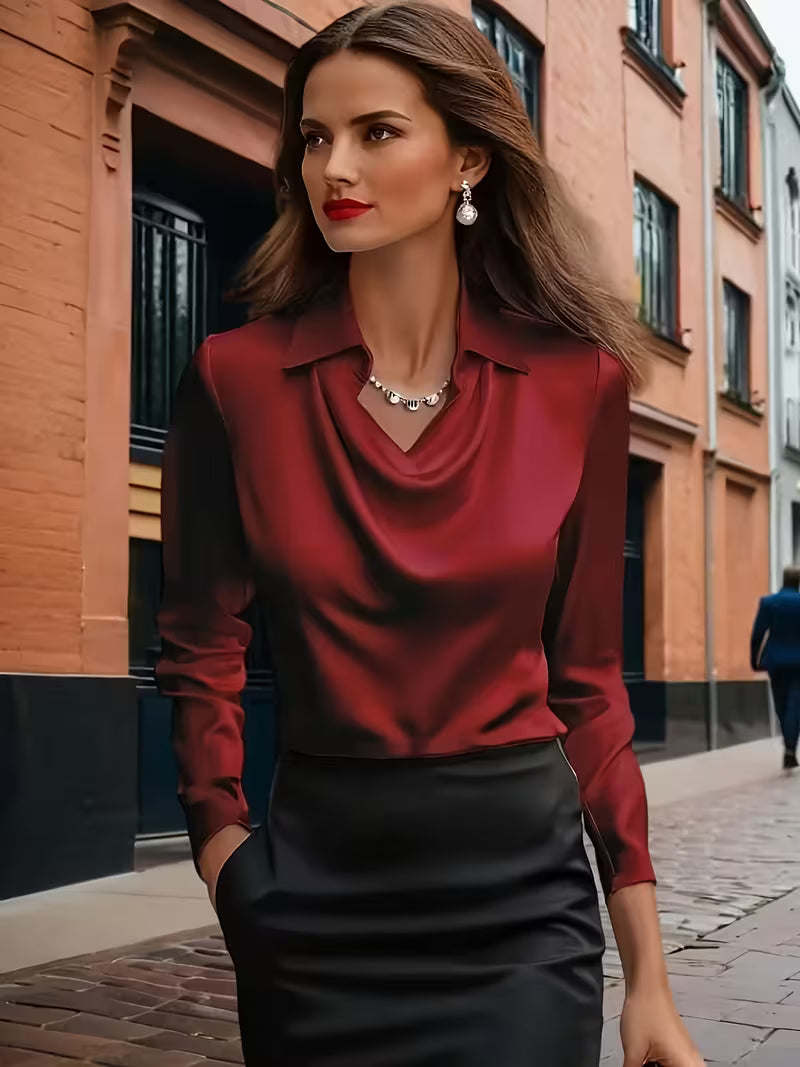 ατέν Μπλούζα Cowl Neck Εκλεπτυσμένη Κομψότητα