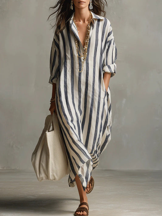 Αιθέρια Ριγέ Maxi Φόρεμα Boho Κομψότητας