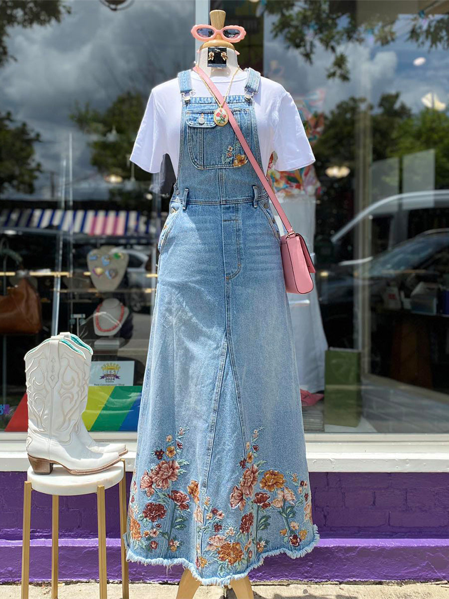 Denim Floral Ολόσωμη Φόρμα