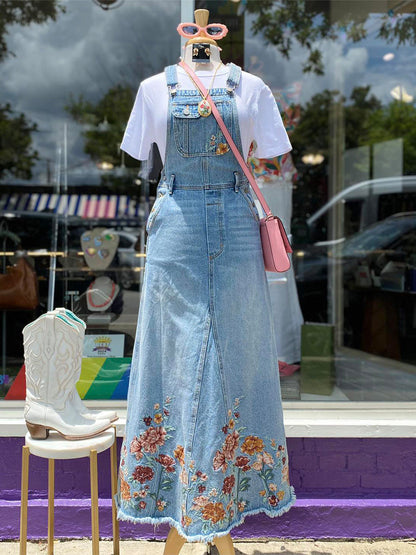 Denim Floral Ολόσωμη Φόρμα