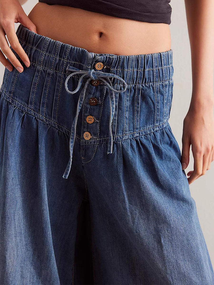 Τζιν Παντελόνα Wide Leg Πολυτελείας