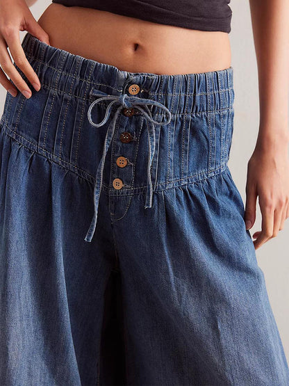 Τζιν Παντελόνα Wide Leg Πολυτελείας