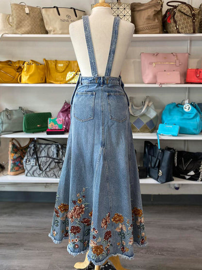 Denim Floral Ολόσωμη Φόρμα