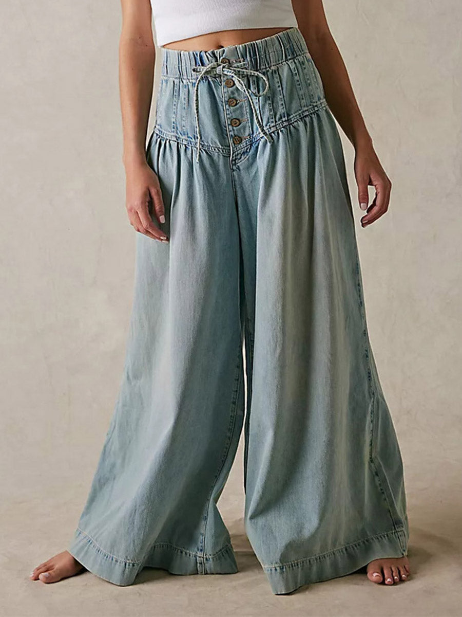 Τζιν Παντελόνα Wide Leg Πολυτελείας