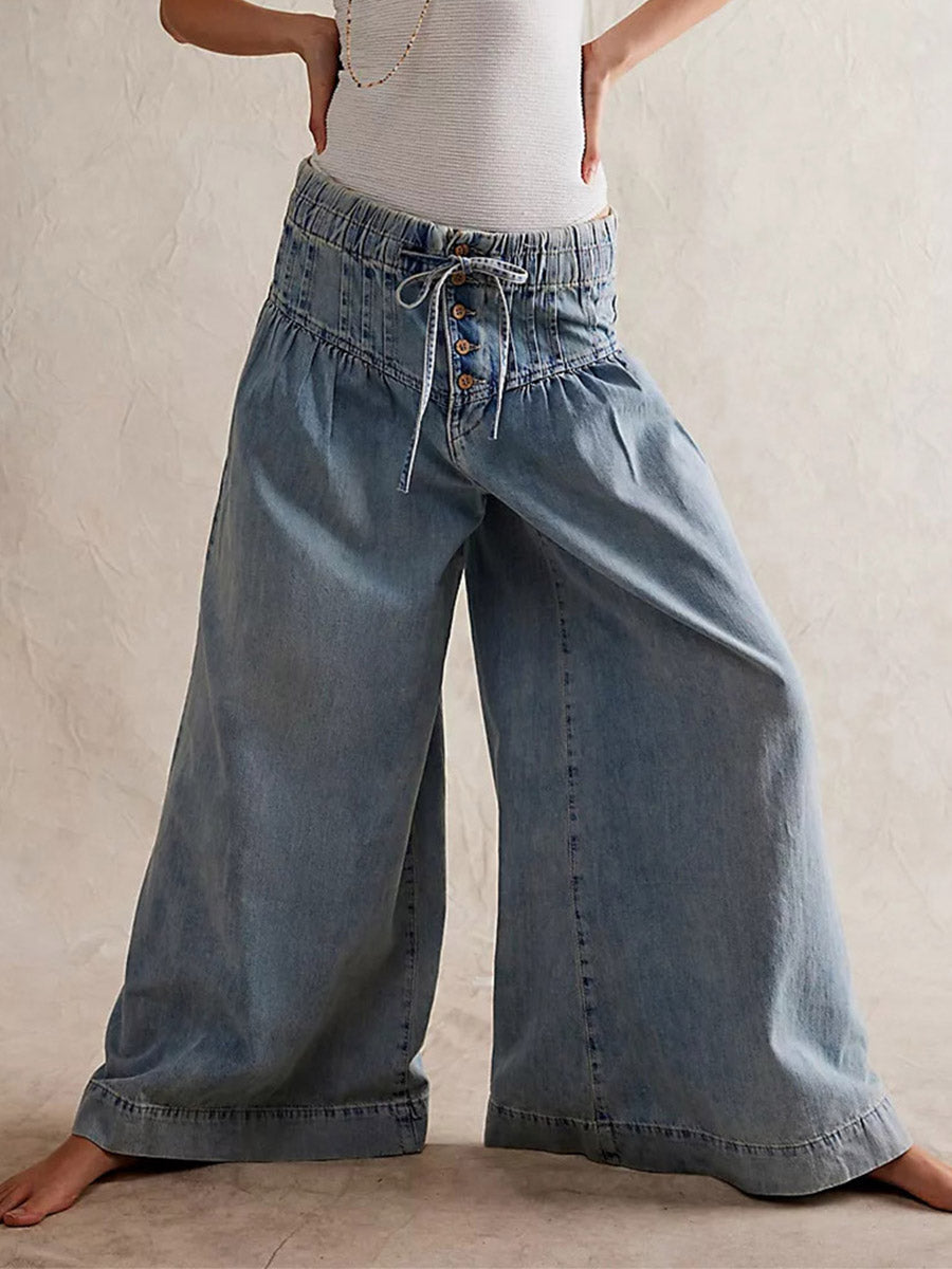 Τζιν Παντελόνα Wide Leg Πολυτελείας