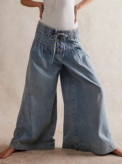 Τζιν Παντελόνα Wide Leg Πολυτελείας