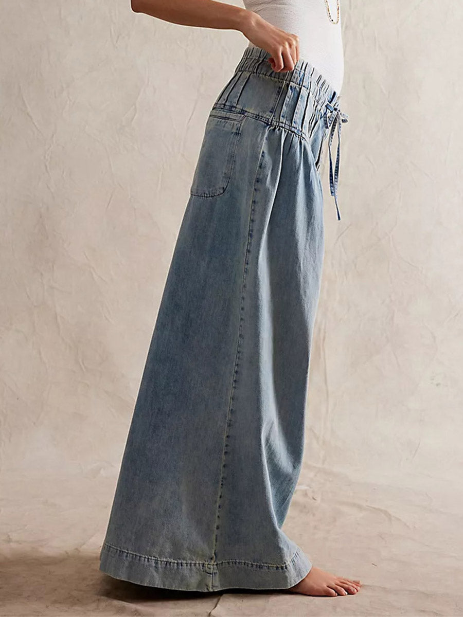 Τζιν Παντελόνα Wide Leg Πολυτελείας