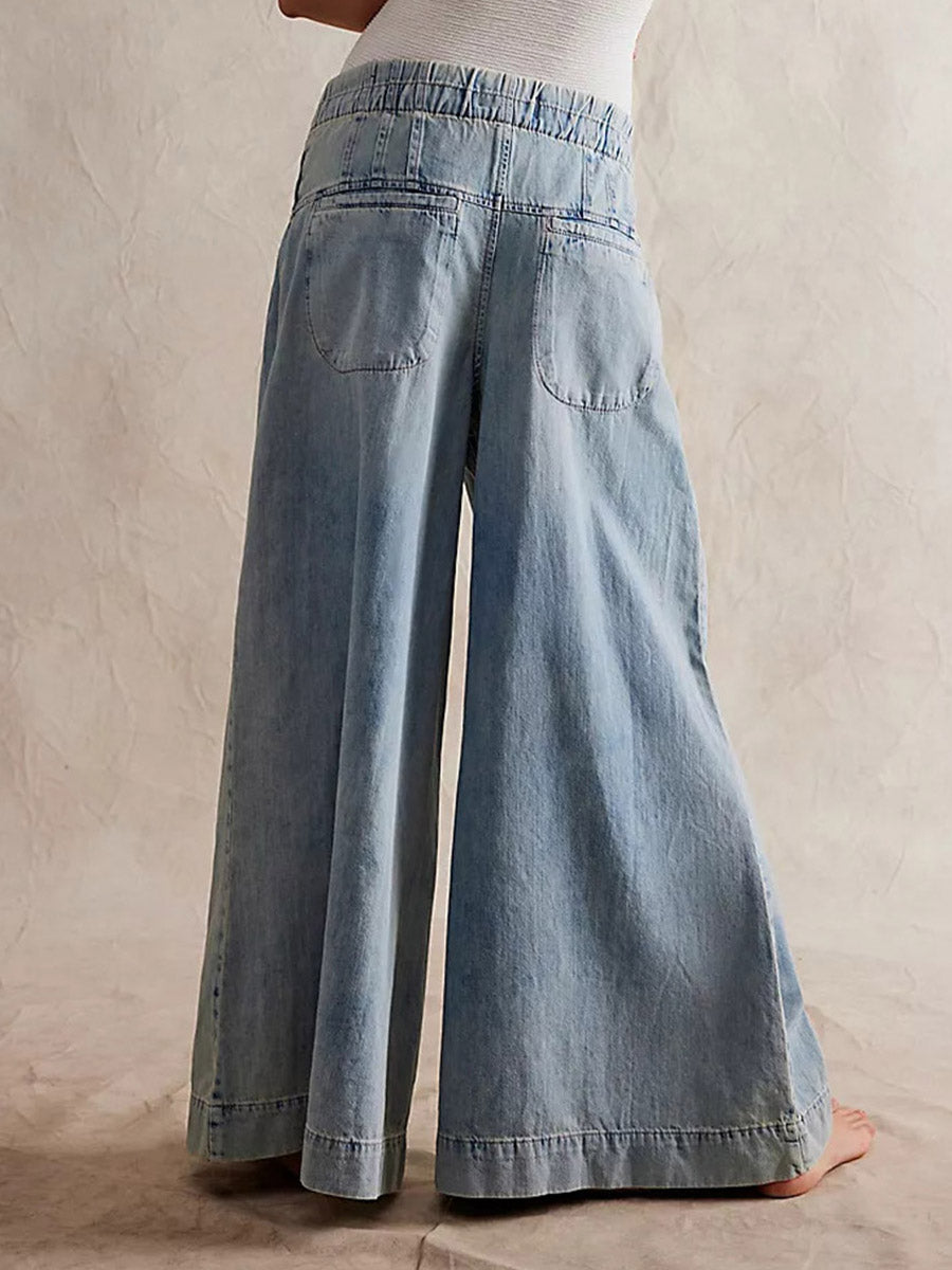 Τζιν Παντελόνα Wide Leg Πολυτελείας