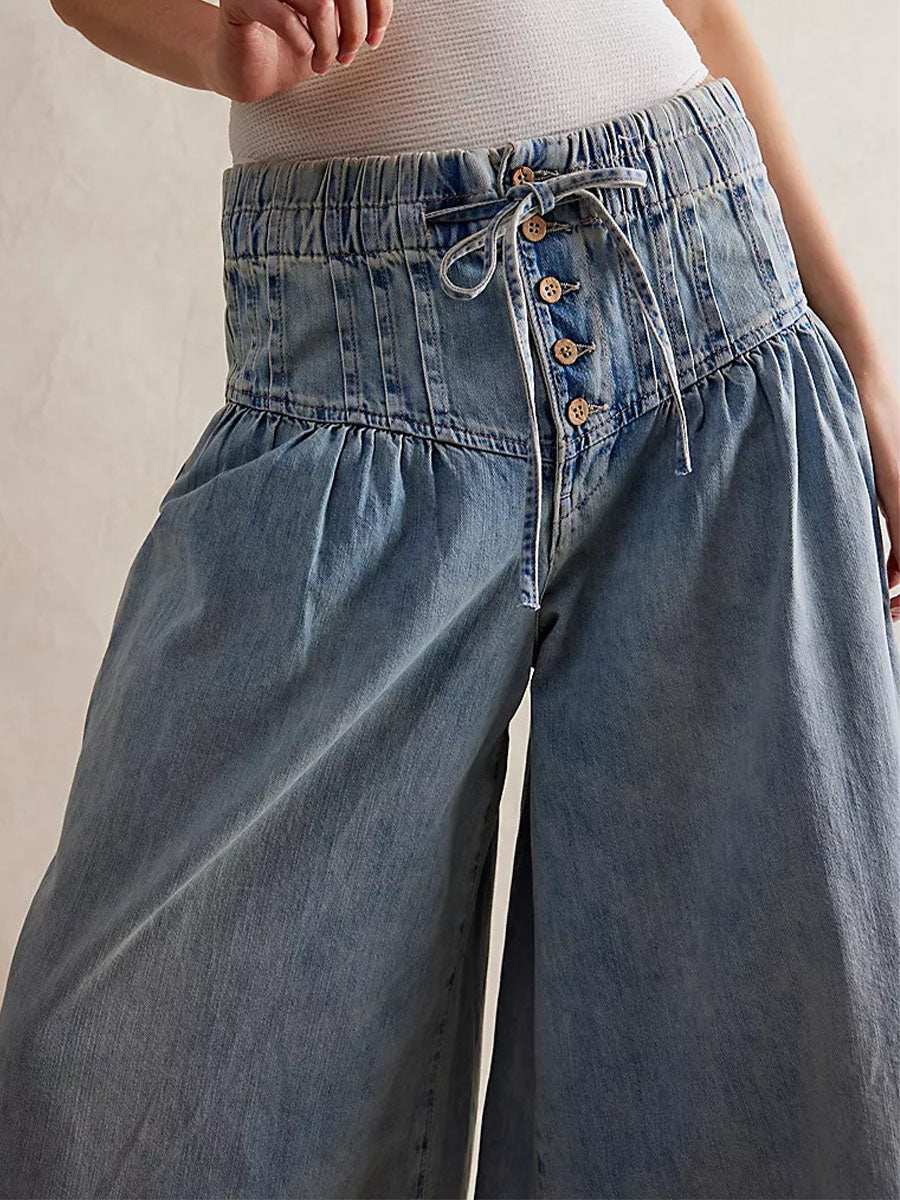Τζιν Παντελόνα Wide Leg Πολυτελείας