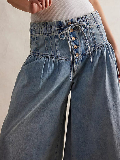 Τζιν Παντελόνα Wide Leg Πολυτελείας