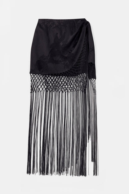 Midi Φούστα Sarong Jacquard με Κρόσσια