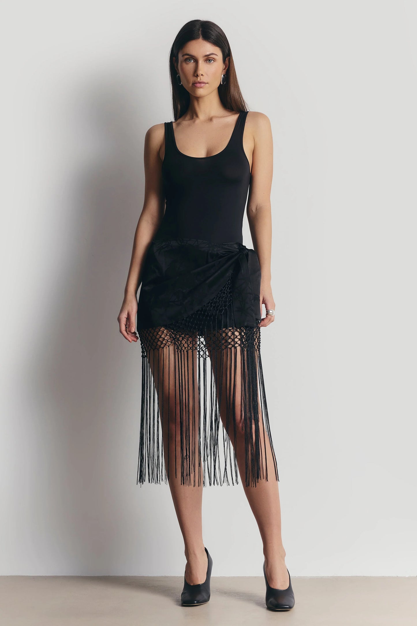 Midi Φούστα Sarong Jacquard με Κρόσσια