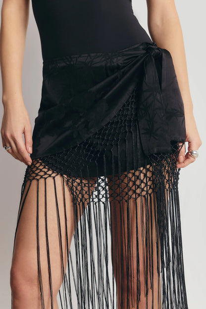 Midi Φούστα Sarong Jacquard με Κρόσσια