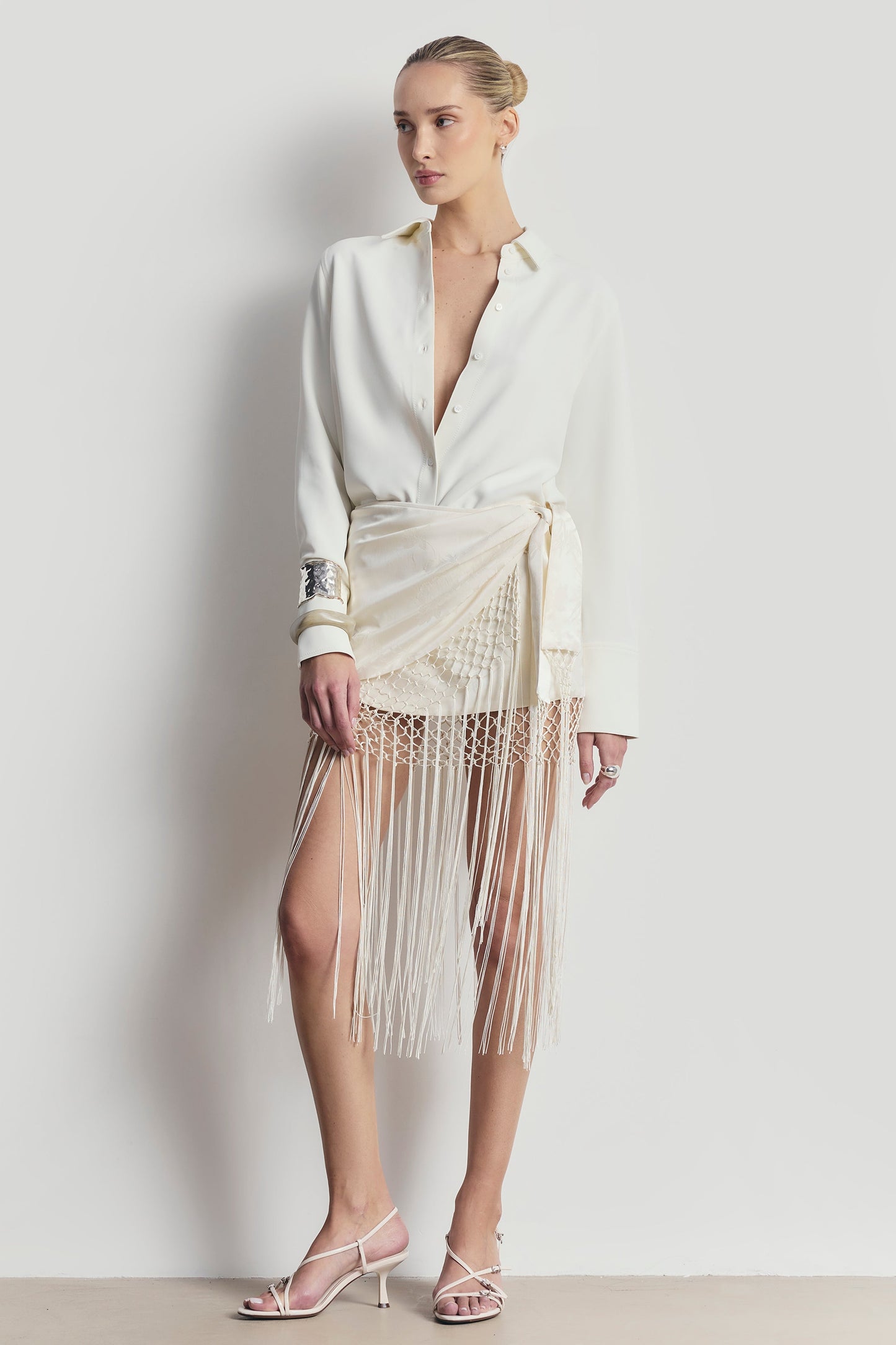 Midi Φούστα Sarong Jacquard με Κρόσσια