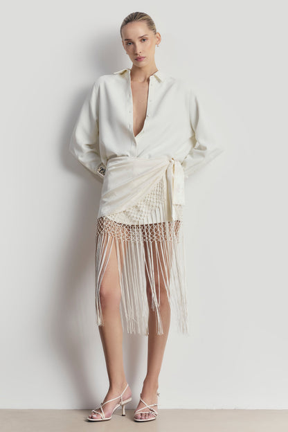 Midi Φούστα Sarong Jacquard με Κρόσσια