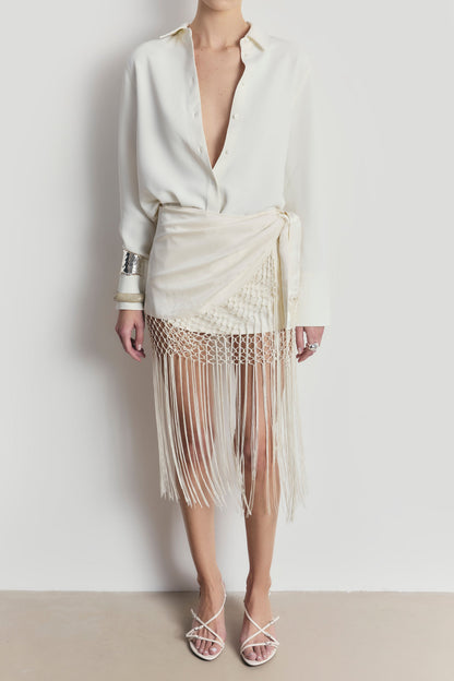 Midi Φούστα Sarong Jacquard με Κρόσσια