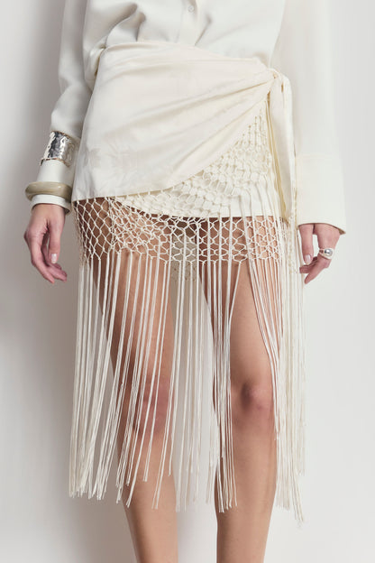 Midi Φούστα Sarong Jacquard με Κρόσσια