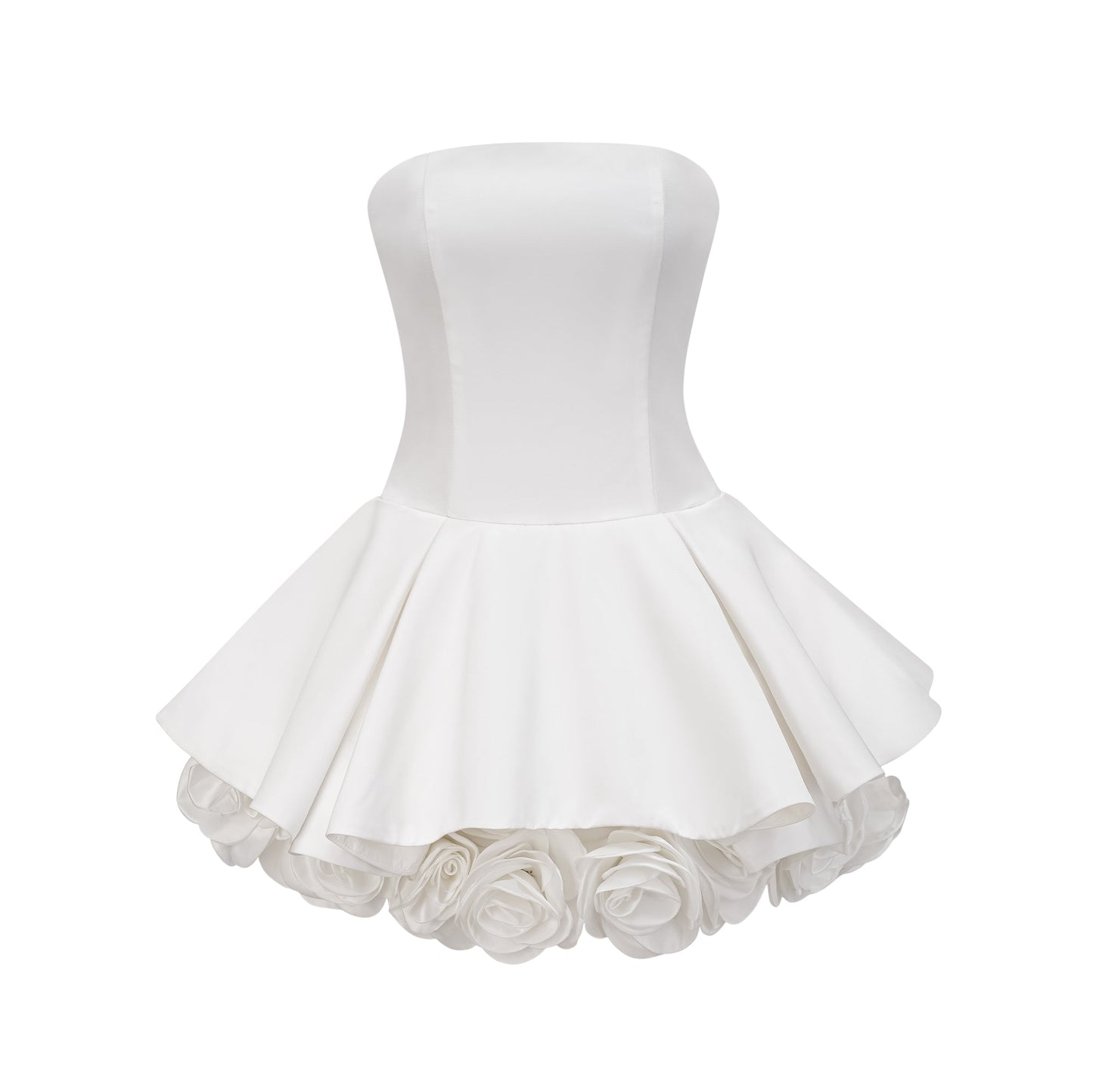 Mini Strapless Φόρεμα με Floral Λεπτομέρειες