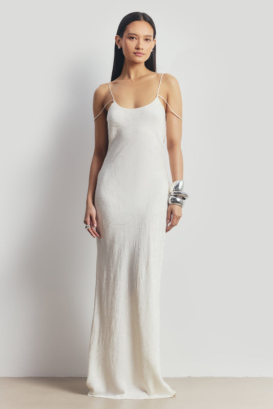 Σατέν Jacquard Maxi Φόρεμα Camisole με Cowl Πλάτη