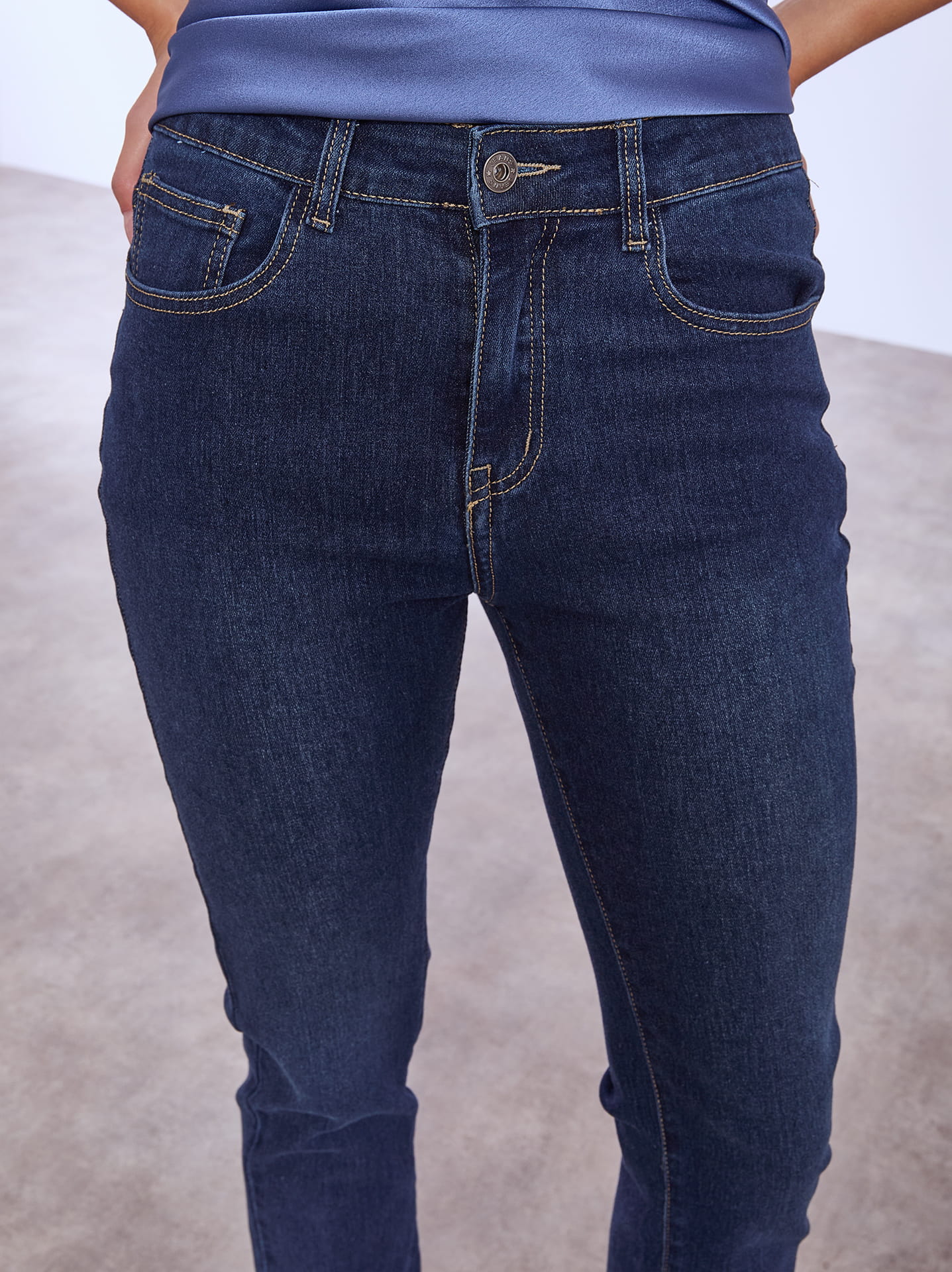 Τζιν skinny με βαμβάκι σε μπλε