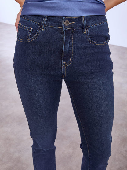 Τζιν skinny με βαμβάκι σε μπλε