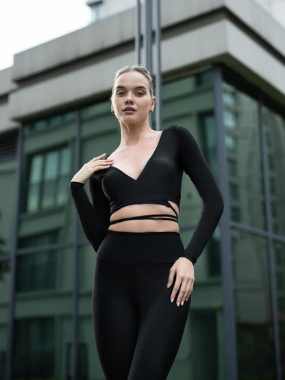 Κομψό Αθλητικό Σετ Crop Top & Ψηλόμεσο Κολάν