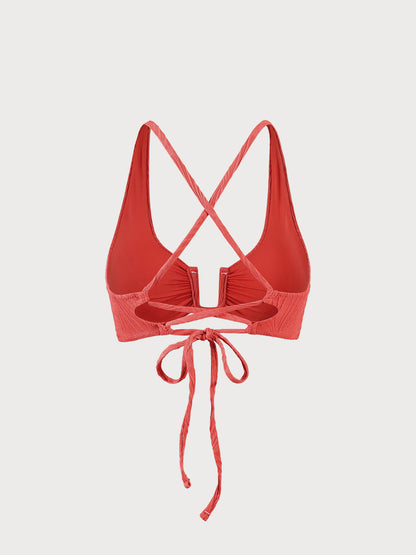 Riviera Jacquard Μπικίνι Top με U-Ring & Χιαστί Πλάτη