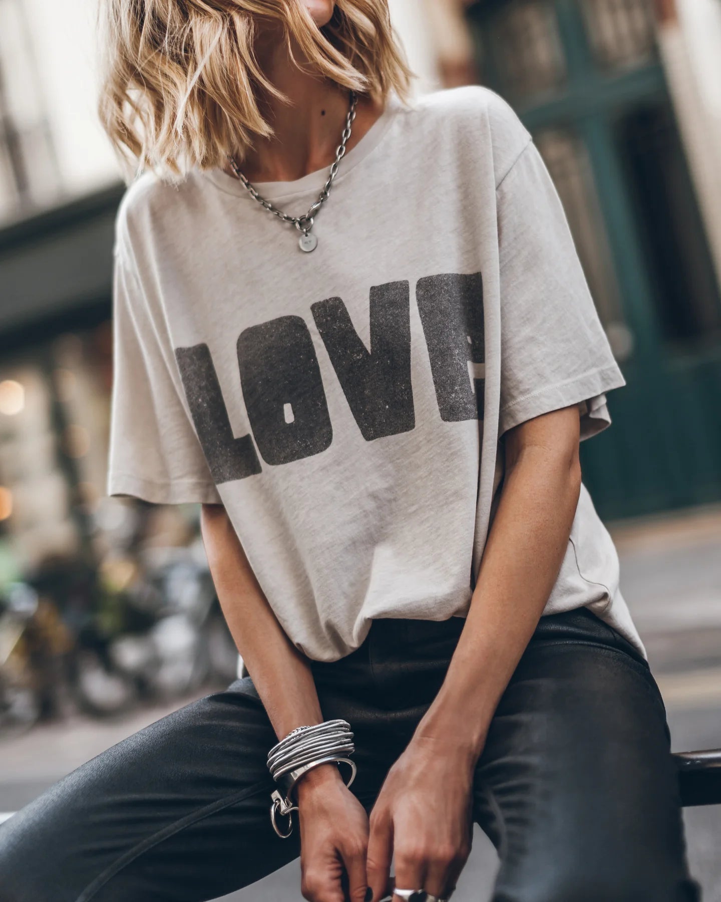 Σκούρο Άνετο T-Shirt Love