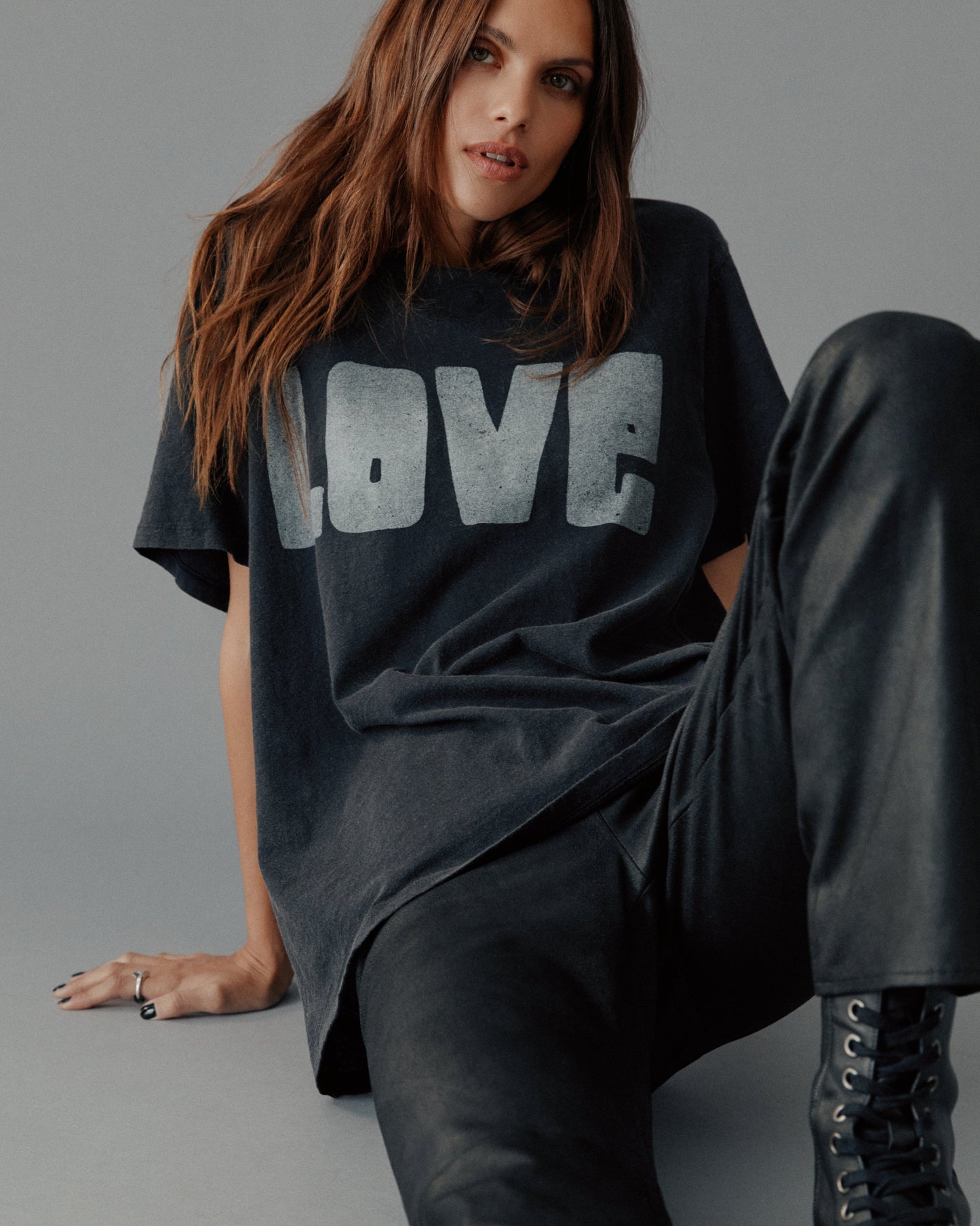 Σκούρο Άνετο T-Shirt Love
