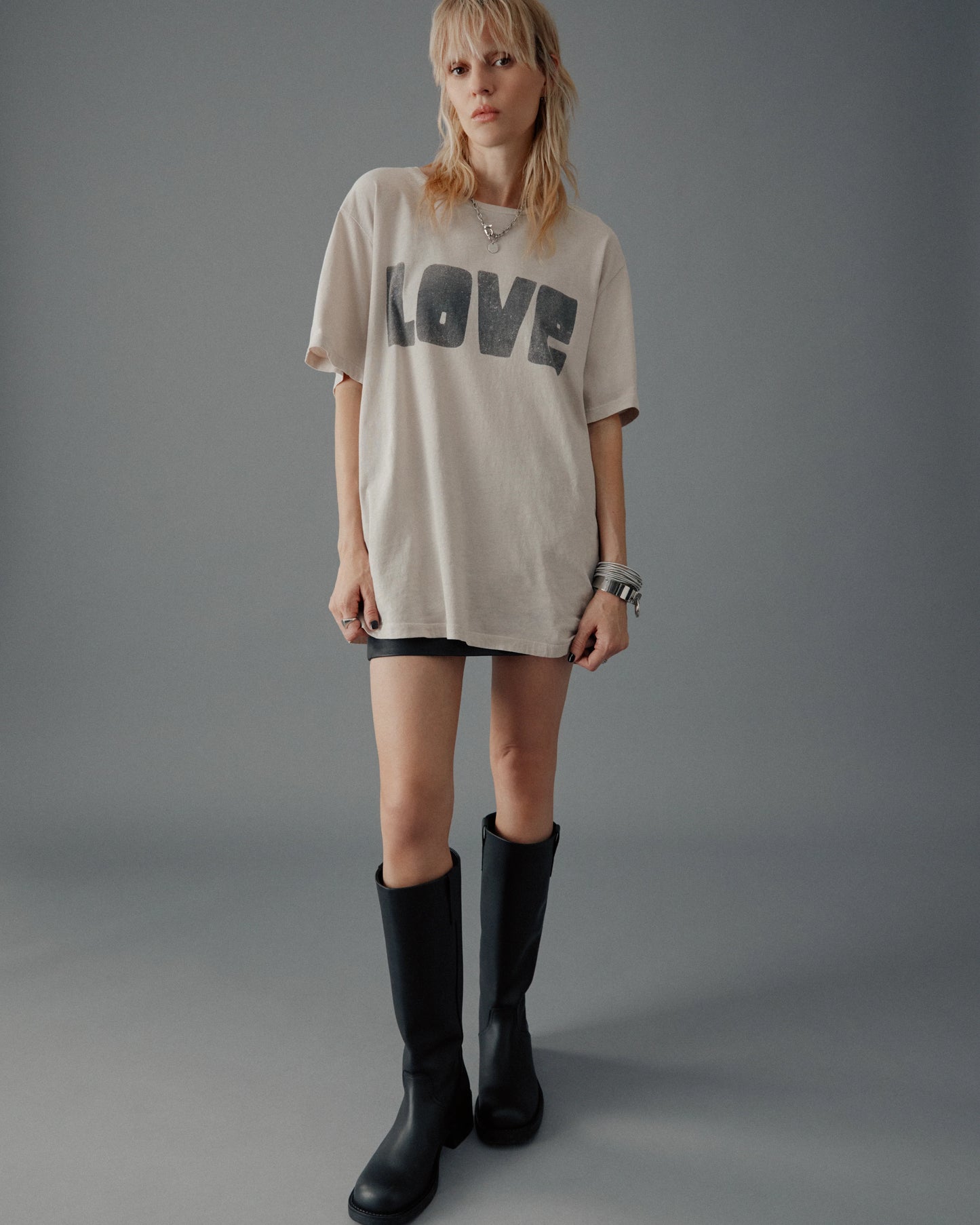 Σκούρο Άνετο T-Shirt Love