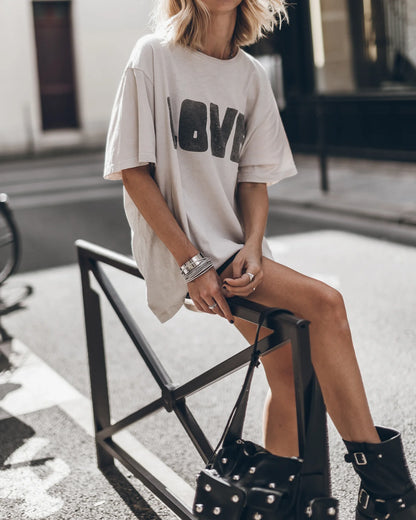 Σκούρο Άνετο T-Shirt Love