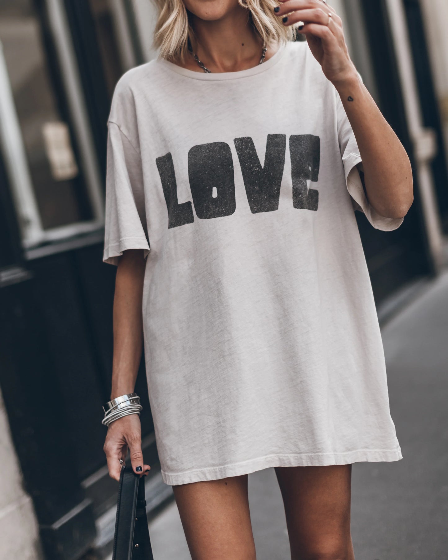 Σκούρο Άνετο T-Shirt Love